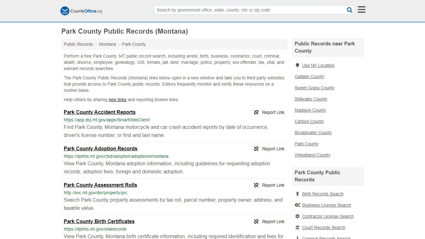 Public Records - Park County, MT (Business, Criminal, GIS, Property ...
